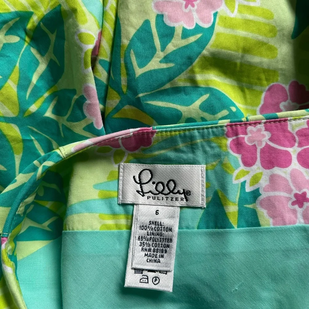 Lilly Pulitzer Pleated A-Lined Floral Green and Pink Women's Skirt White Label - Picture 5 of 5